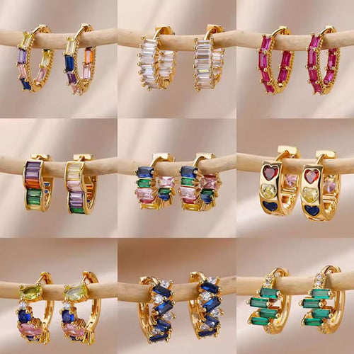 Earring #38 304 Stainless Steel Diamond-set Round Earrings