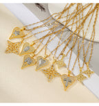 Gold 2 Titanium Steel Zircon-inlaid Witch's Knot Necklace