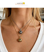Gold Titanium Steel Dripping Soccer Ball Necklace