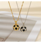 Gold Titanium Steel Dripping Soccer Ball Necklace