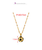 Gold Titanium Steel Dripping Soccer Ball Necklace