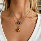Gold Titanium Steel Dripping Soccer Ball Necklace