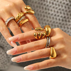 Ring - 7 Titanium Steel Diamond-encrusted Round Ring