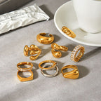 Ring - 7 Titanium Steel Diamond-encrusted Round Ring