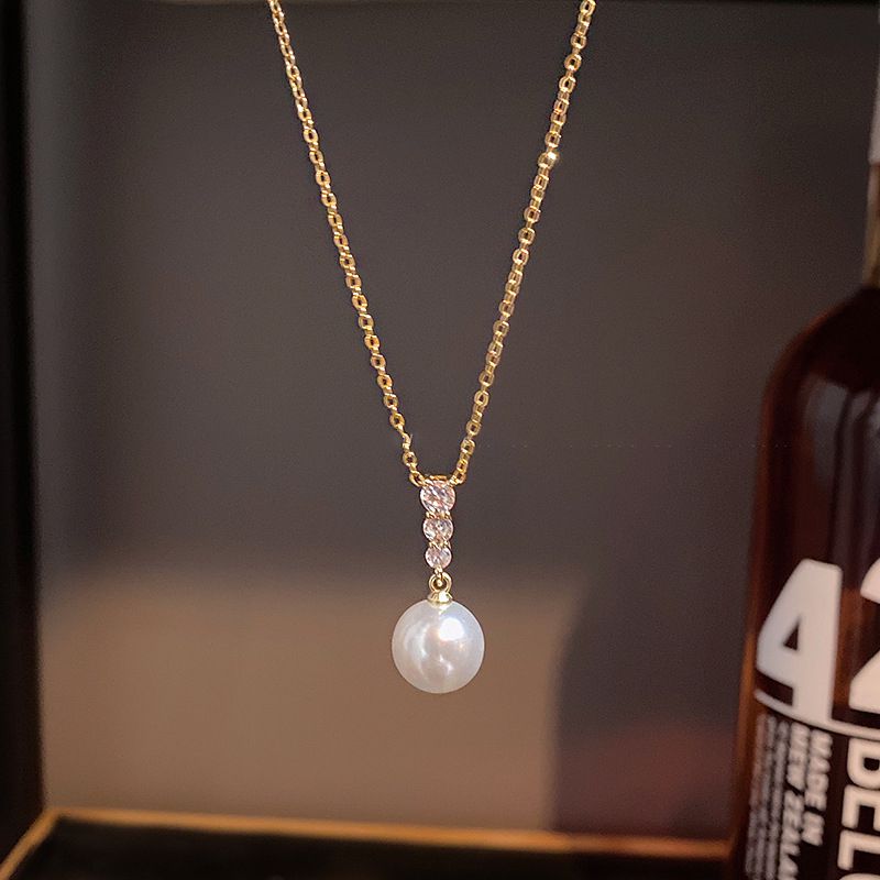 Gold Titanium Steel Pearl Necklace