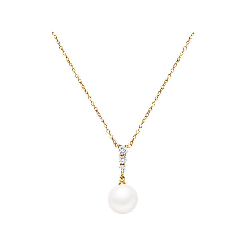 Gold Titanium Steel Pearl Necklace