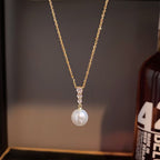 Gold Titanium Steel Pearl Necklace