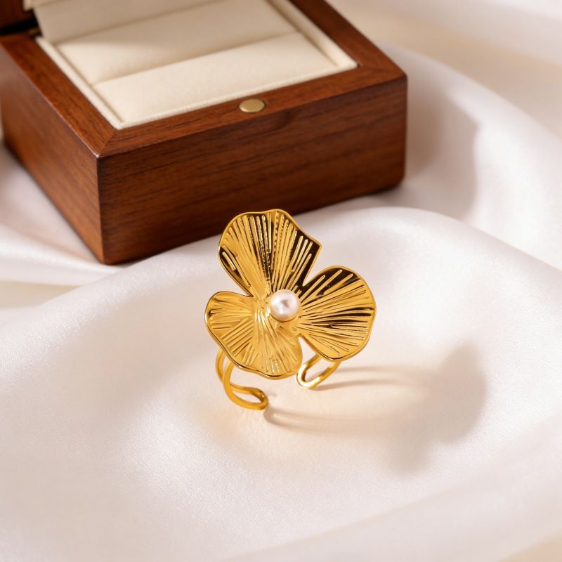 Ring #8 304 Stainless Steel Flower Ring