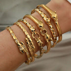 Snake With White Bricks Titanium Steel Diamond-encrusted Snake Bracelet