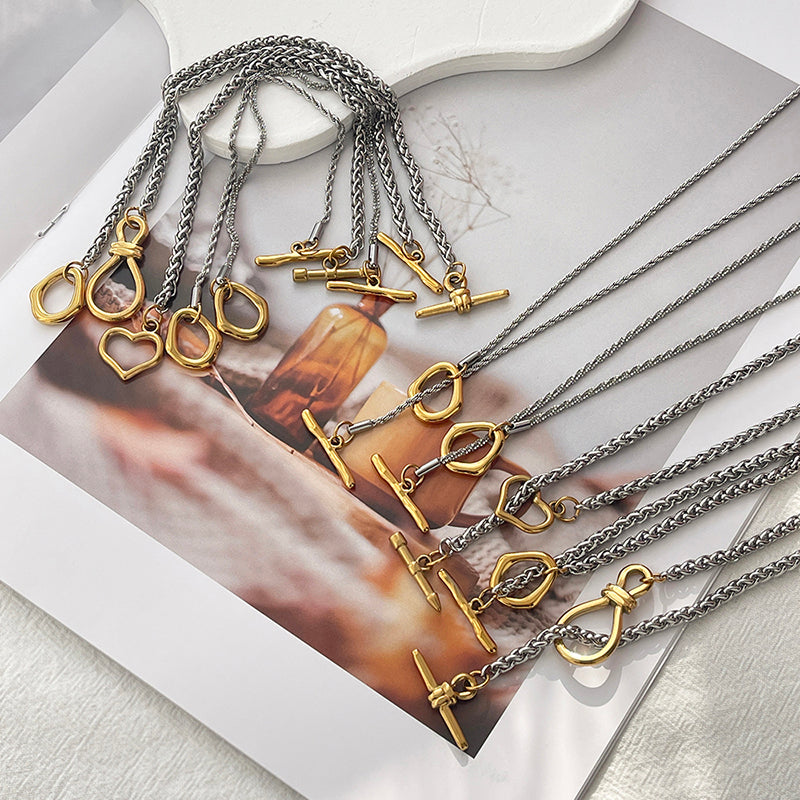 Gold And Silver 6 Titanium Steel Two-tone Heart Clasp Chunky Braided Chain Bracelet