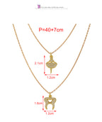 Gold 1 Titanium Steel Zircon-inlaid Tooth Heart Necklace
