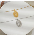 Gold Titanium Steel Portrait Necklace