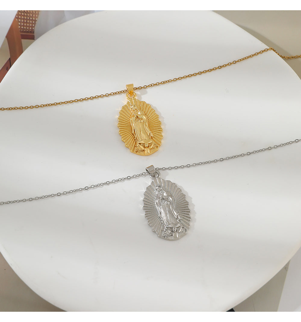 Gold Titanium Steel Portrait Necklace