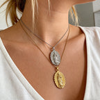 Gold Titanium Steel Portrait Necklace
