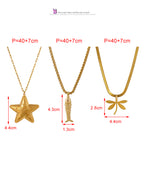 Gold 3 Titanium Steel Dragonfly Snake Bone Chain Necklace