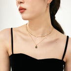 Black Mirror Necklace Gold Titanium Steel Diamond-encrusted Oval Necklace