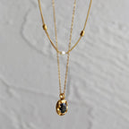 Black Mirror Necklace Gold Titanium Steel Diamond-encrusted Oval Necklace