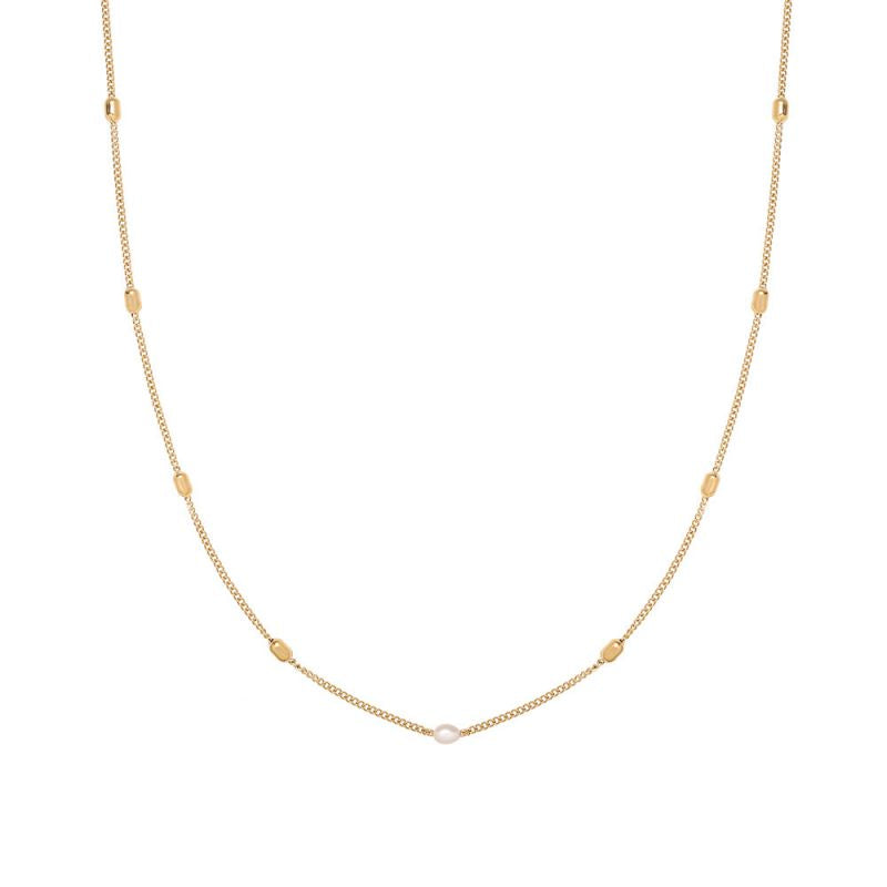 Black Mirror Necklace Gold Titanium Steel Diamond-encrusted Oval Necklace