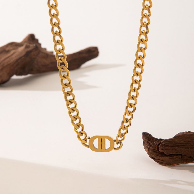 Gold Necklace Titanium Steel Letter Necklace
