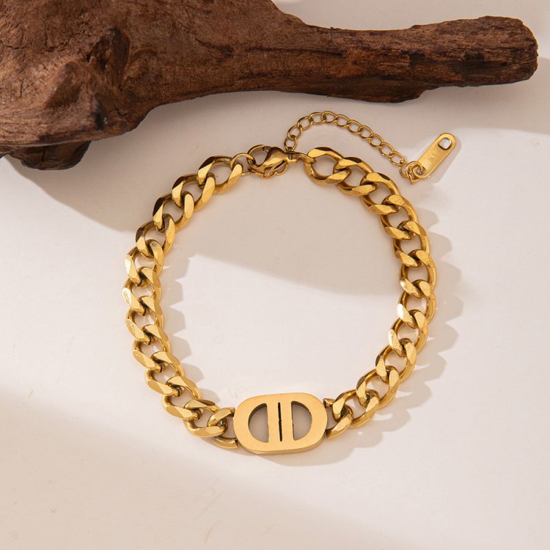 Gold Bracelet Titanium Steel Letter Bracelet
