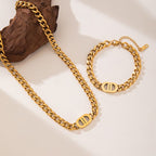 Gold Necklace Titanium Steel Letter Necklace
