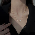 Silver Titanium Steel Pearl Beaded Necklace