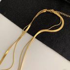 Silver Titanium Steel Snake Bone Chain Double-layer Necklace