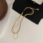 Gold Titanium Steel Snake Bone Chain Double-layer Necklace