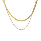 Silver Titanium Steel Snake Bone Chain Double-layer Necklace