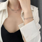 Anklet 2 Titanium Steel Oval Bead Snake Chain Multi-layer Anklet