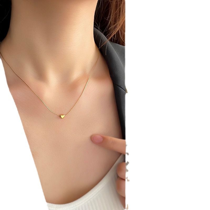Mini Heart Necklace (steel) Titanium Steel Heart Necklace
