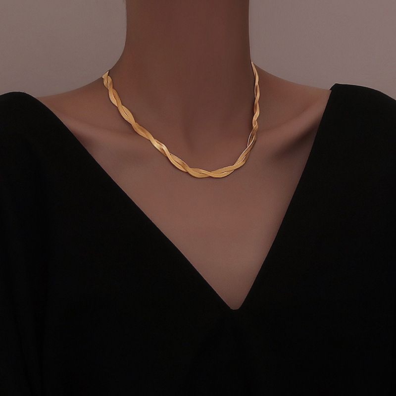 Double-strand Gold Necklace Titanium Steel Snake Bone Chain Necklace