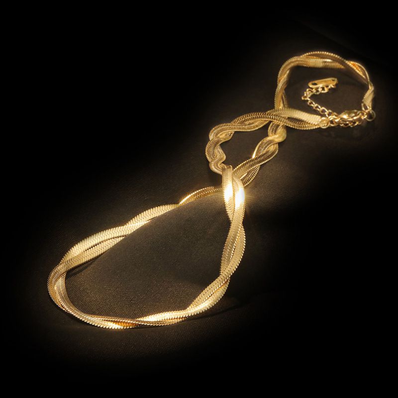 Double-strand Gold Necklace Titanium Steel Snake Bone Chain Necklace