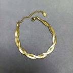 Double-strand Gold Necklace Titanium Steel Snake Bone Chain Necklace