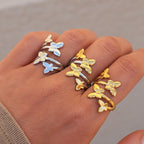 Two-tone Stainless Steel Butterfly Open Ring
