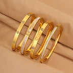 Bracelet #1 Titanium Steel Diamond-encrusted Round Bracelet