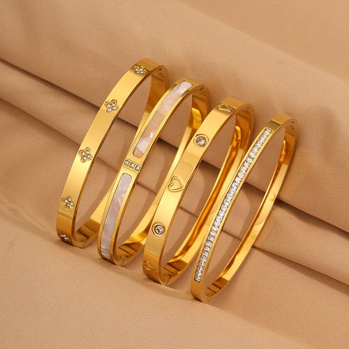 Bracelet #1 Titanium Steel Diamond-encrusted Round Bracelet