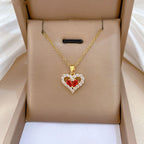 Necklace Stainless Steel Diamond-encrusted Heart Necklace