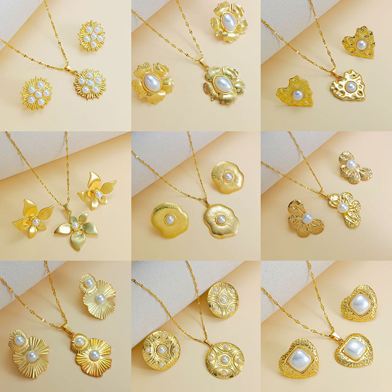 Set 2# Titanium Steel Hydraulic Disc Necklace And Earring Set