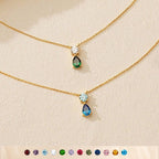 April + Transparency Titanium Steel Diamond-encrusted Teardrop Necklace
