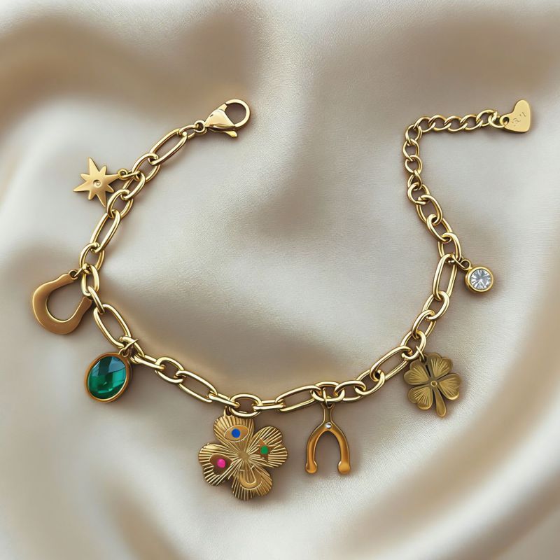 Gold Stainless Steel Four-leaf Clover Necklace