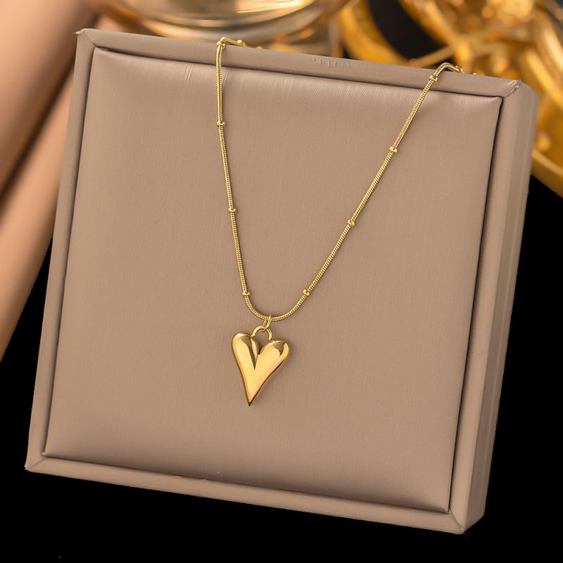 Gold Heart Earrings 2025 High-end Steel Necklace Earring Set