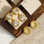 Gold Stainless Steel 18k Gold Plated Zircon Vintage Earrings