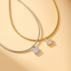 Gold Square Zircon Stainless Steel Spring Chain Necklace