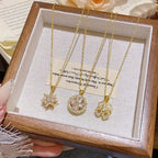 Gold #1 Rotatable Four-leaf Flower Pendant Necklace