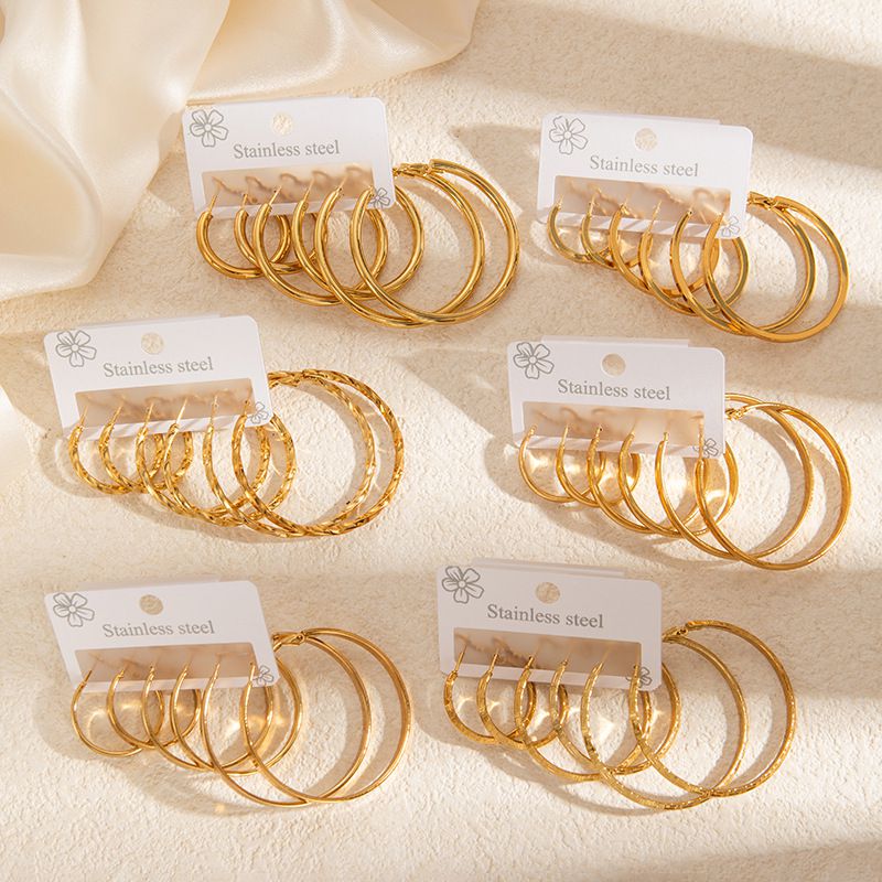 Rotating Round Earrings Large Hoop Heart Star Stainless Steel Earrings
