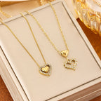 Diamond-encrusted Heart No. 1 18k Gold Plated Titanium Heart Pendant Necklace