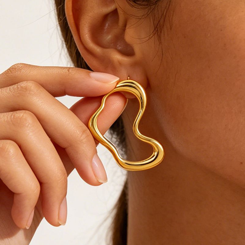Gold Irregular Lines Statement Personality Minimalist Earrings