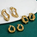 Gold Irregular Line Earrings Stainless Steel Irregular Geometric 18k Gold Plated Earrings