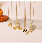 Gold 1 Titanium Steel Zircon-inlaid Tennis Necklace